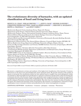 The Evolutionary Diversity of Barnacles, with an Updated Classification of Fossil and Living Forms