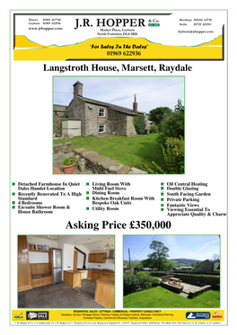 Langstroth House, Marsett, Raydale Asking Price £350000