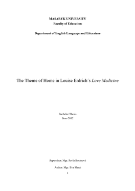 The Theme of Home in Louise Erdrich´S Love Medicine