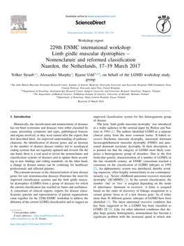 229Th ENMC International Workshop: Limb Girdle Muscular Dystrophies &#X2013; Nomenclature and Reformed Classification Naarde