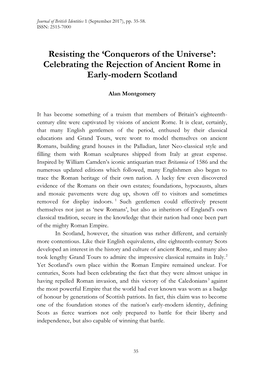 Celebrating the Rejection of Ancient Rome in Early-Modern Scotland