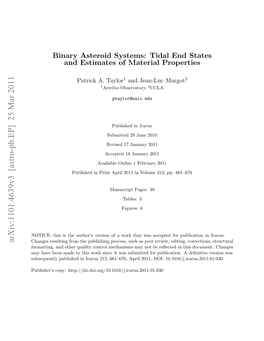 Binary Asteroid Systems: Tidal End States and Estimates of Material Properties