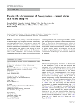 Painting the Chromosomes of Brachypodium—Current Status and Future Prospects