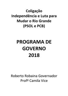 Programa De Governo 2018