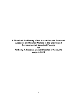 A Sketch of the History of the Massachusetts Bureau of Accounts and Related Matters in the Growth and Development of Municipal Finance by Anthony A