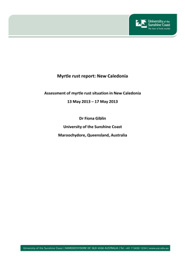 Myrtle Rust Report: New Caledonia