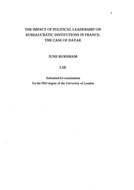 The Impact of Political Leadership on Bureaucratic Institutions in France: the Case of Datar