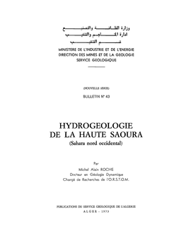 Hydrogéologie De La Haute Saoura (Sahara Nord Occidental)