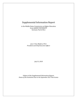 Albizu University Supplemental Information Report July 31 2018