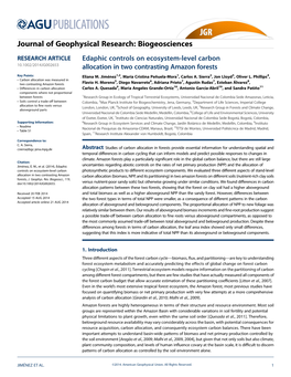 Edaphic Controls on Ecosystemlevel Carbon Allocation in Two Contrasting