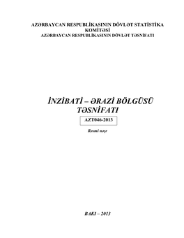 Inzibati – Ərazi Bölgüsü Təsnifati Azt046 -2013