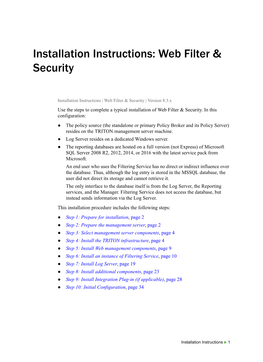 Installation Instructions: Web Filter & Security