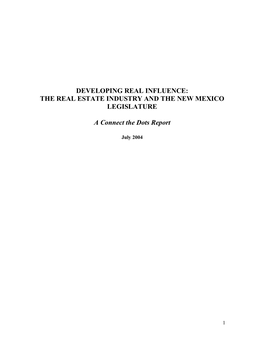 Developing Real Influence: the Real Estate Industry and the New Mexico Legislature