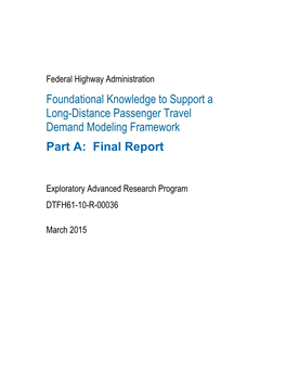 Long-Distance Passenger Travel Demand Model Framework Final Report