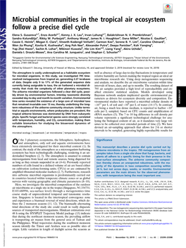 Microbial Communities in the Tropical Air Ecosystem Follow a Precise Diel Cycle