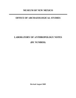 Laboratory of Anthropology Notes Catalogue