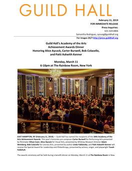 Guild Hall's Academy of the Arts Achievement Awards Dinner