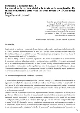 Testimonio Y Memoria Del 11 S La Verdad En La Versión Oficial Y La Teoría De La Conspiración