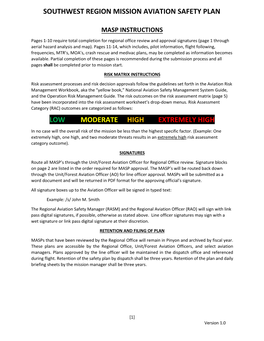 Southwest Region Mission Aviation Safety Plan