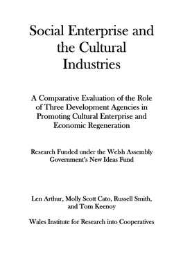 Social Enterprise and the Cultural Industries