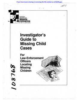 Investigator's Guide to Missing Child Cases