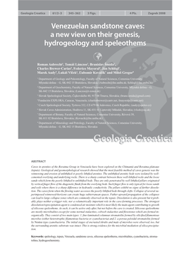 Venezuelan Sandstone Caves: a New View on Their Genesis, Hydrogeology and Speleothems 