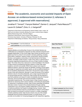 The Academic, Economic and Societal Impacts of Open Access: An