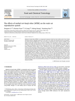 The Effects of Methyl Tert-Butyl Ether (MTBE) on the Male Rat Reproductive System