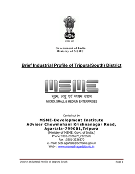 Brief Industrial Profile of Tripura(South) District