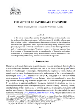 The Method of Hypergraph Containers