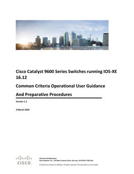 Cisco Catalyst 9600 Series Switches Running IOS-XE 16.12 Common Criteria Operational User Guidance