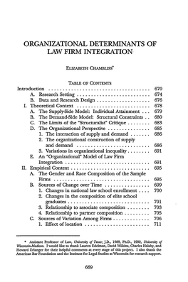 Organizational Determinants of Law Firm Integration