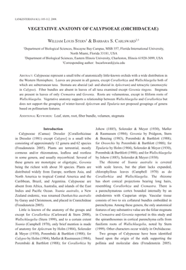 Vegetative Anatomy of Calypsoeae (Orchidaceae)