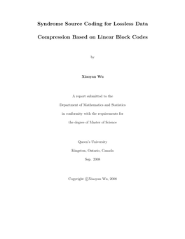 Syndrome Source Coding for Lossless Data Compression Based On