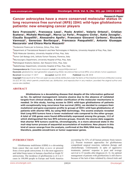 IDH1 Wild-Type Glioblastoma Patients: New Emerging Cancer Players