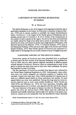 A Revision of Psychotria (Rubiaceae) in Samoa