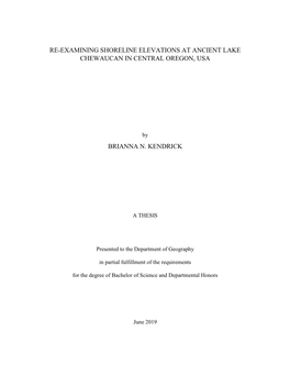 Re-Examining Shoreline Elevations at Ancient Lake Chewaucan in Central Oregon, Usa