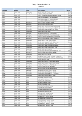 Tonga General Price List June 2015