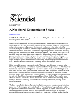 A Neoliberal Economics of Science