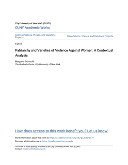 Patriarchy and Varieties of Violence Against Women: a Contextual Analysis