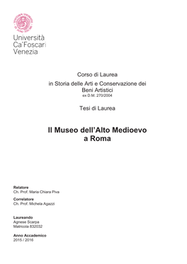 Il Museo Dell'alto Medioevo a Roma