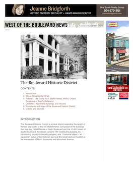 The Boulevard Historic District CONTENTS