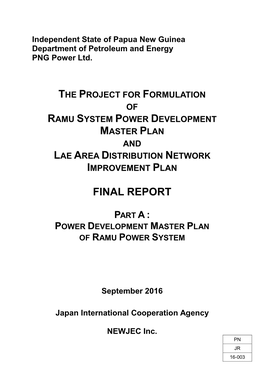 Ramu System Power Development Master Plan and Lae Area Distribution Network Improvement Plan