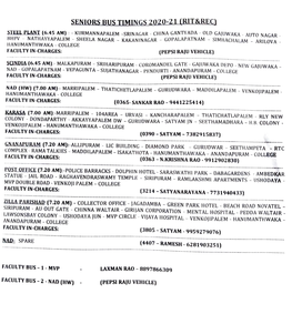 Seniors Bus Timings 2020-21 (Rit&Rec)