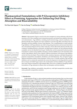 Pharmaceutical Formulations with P-Glycoprotein Inhibitory Effect As Promising Approaches for Enhancing Oral Drug Absorption and Bioavailability