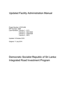 Democratic Socialist Republic of Sri Lanka: Integrated Road Investment Program