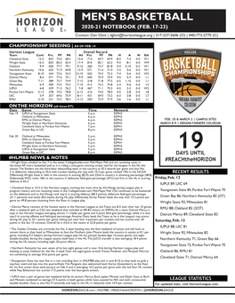 Men's Basketball Page 1/4 Conference Schedule and Results As of Feb 14, 2021 All Games