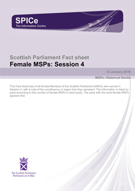 Fact Sheet Female Msps: Session 4 12 January 2016 Msps: Historical Series