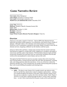 Game Narrative Review