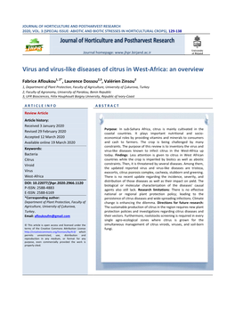 Virus and Virus-Like Diseases of Citrus in West-Africa: an Overview